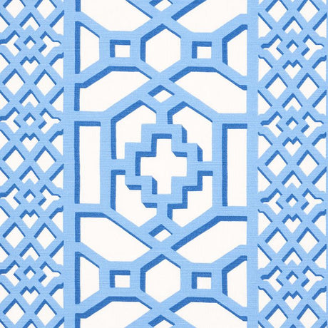 Schumacher Zanzibar Trellis Blue Fabric