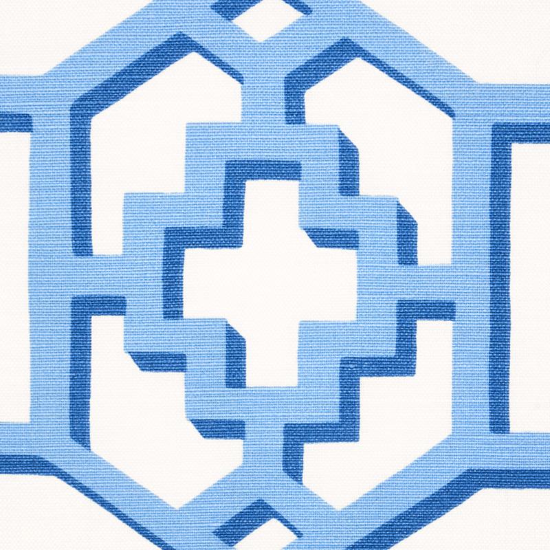 Schumacher Zanzibar Trellis Blue Fabric