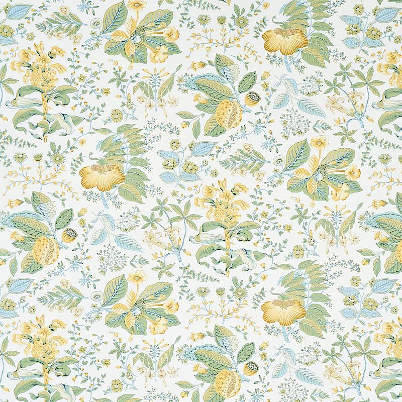 Schumacher Pomegranate Botanical Citron Fabric