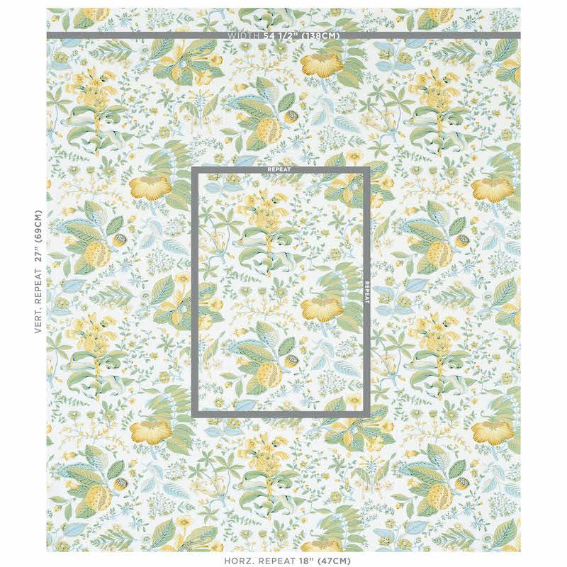 Schumacher Pomegranate Botanical Citron Fabric