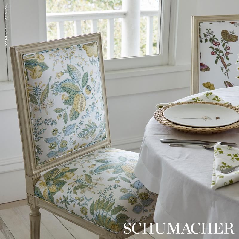 Schumacher Pomegranate Botanical Citron Fabric