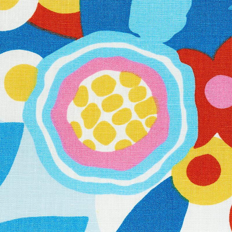 Schumacher Anita Sky & Red Fabric