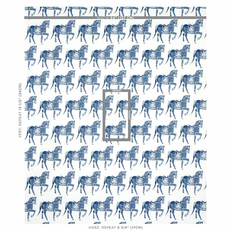 Schumacher Marwari Horse Navy Fabric