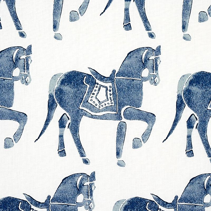 Schumacher Marwari Horse Navy Fabric
