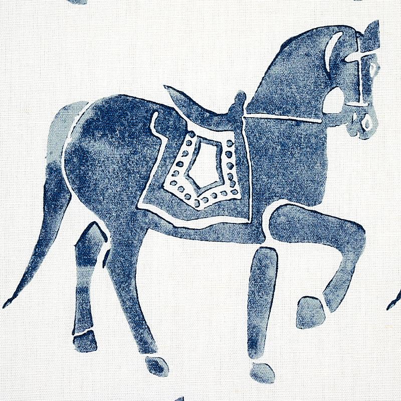 Schumacher Marwari Horse Navy Fabric