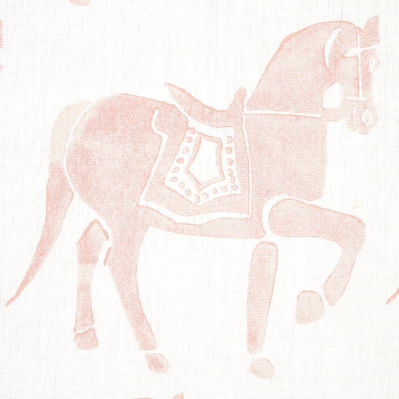 Schumacher Marwari Horse Pink Fabric
