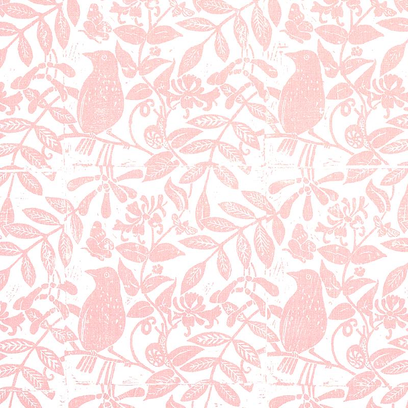 Schumacher Bird & Bee Pink Fabric