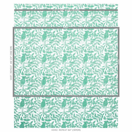 Schumacher Bird & Bee Sea Glass Fabric