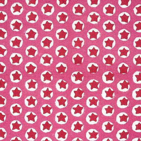 Schumacher Tuk Tuk Hand Block Print Pink Fabric