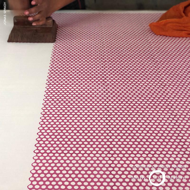 Schumacher Tuk Tuk Hand Block Print Pink Fabric