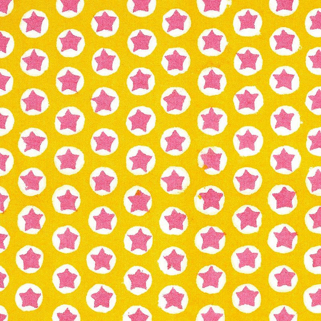 Schumacher Tuk Tuk Hand Block Print Yellow Fabric