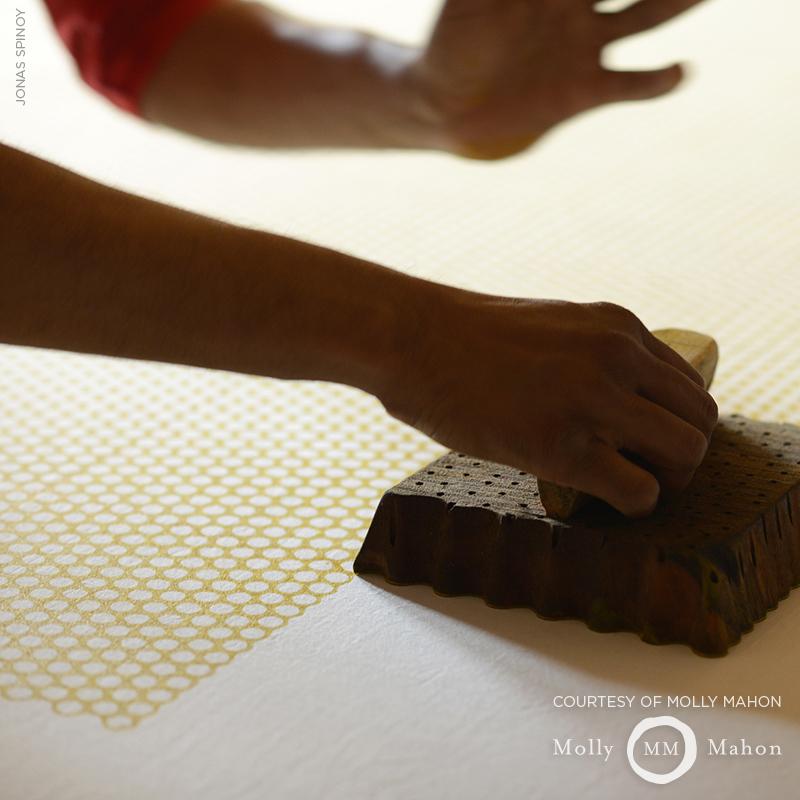 Schumacher Tuk Tuk Hand Block Print Yellow Fabric