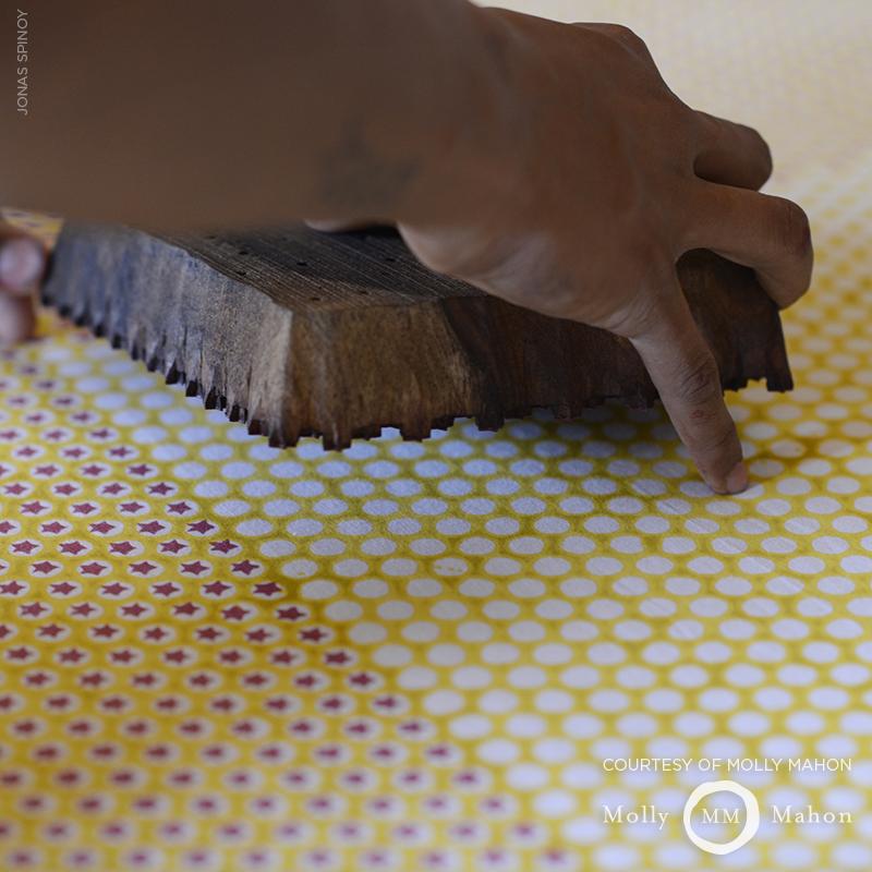 Schumacher Tuk Tuk Hand Block Print Yellow Fabric