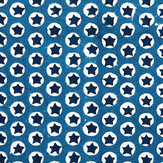 Schumacher Tuk Tuk Hand Block Print Blue Fabric
