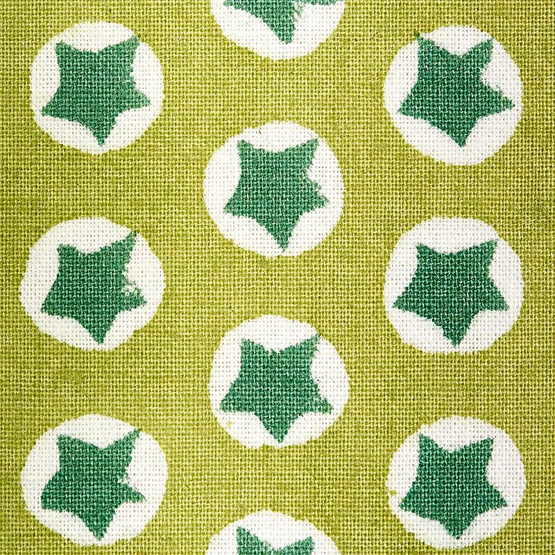 Schumacher Tuk Tuk Hand Block Print Green Fabric