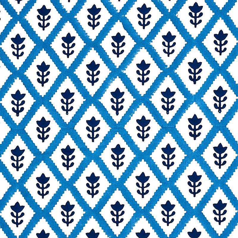 Schumacher Buti Hand Block Print Blue Fabric