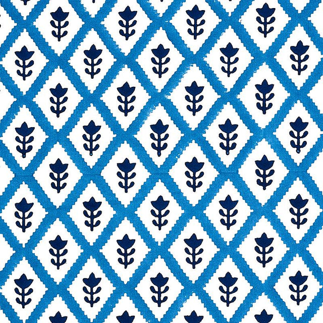 Schumacher Buti Hand Block Print Blue Fabric
