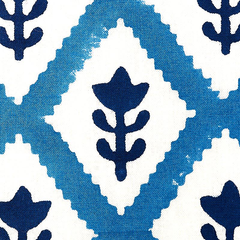 Schumacher Buti Hand Block Print Blue Fabric