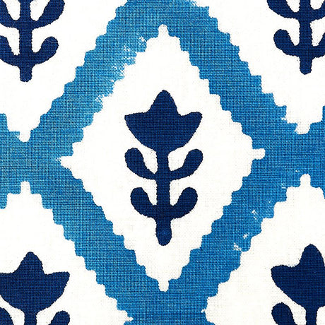 Schumacher Buti Hand Block Print Blue Fabric