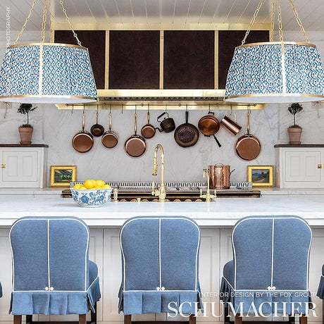 Schumacher Buti Hand Block Print Blue Fabric