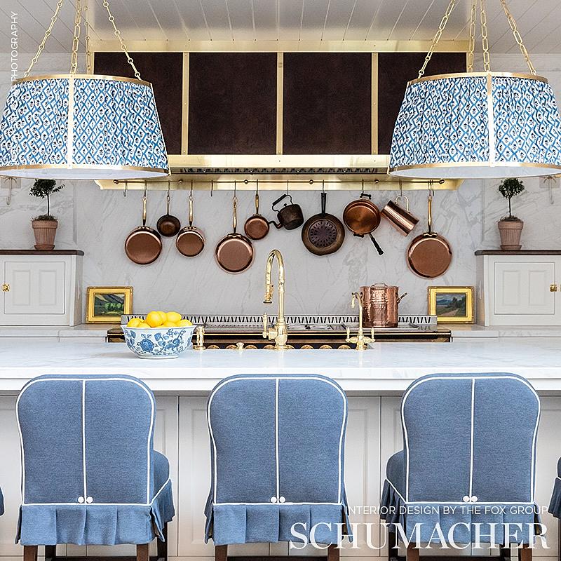 Schumacher Buti Hand Block Print Blue Fabric