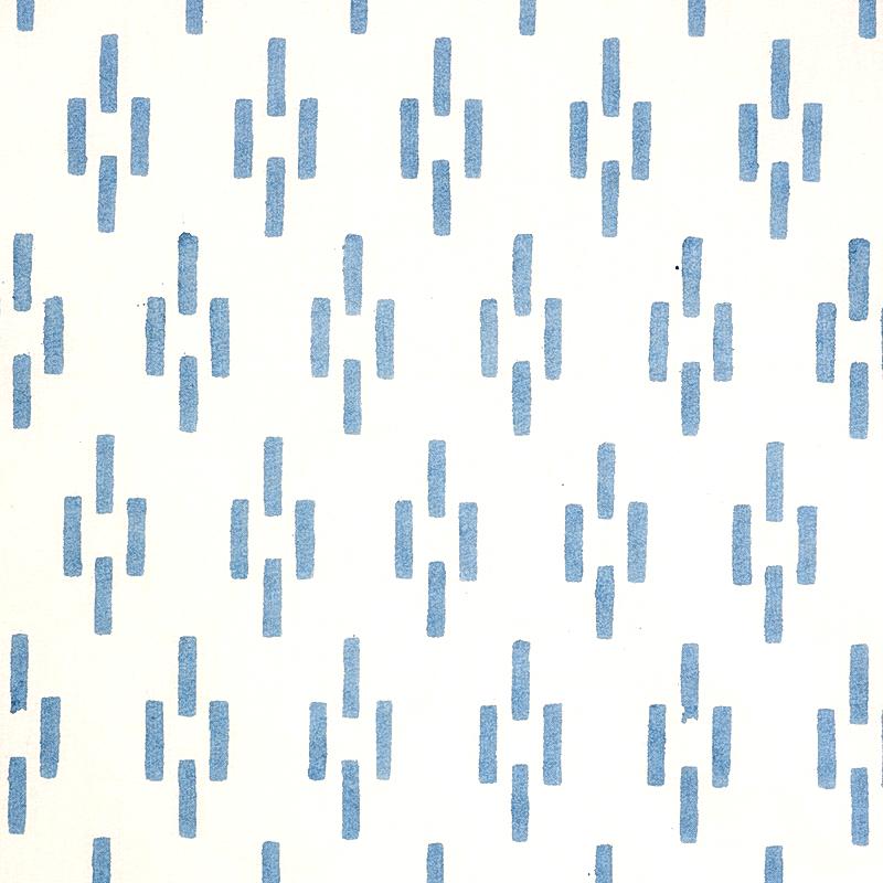 Schumacher Dash Hand Block Print Blue Fabric
