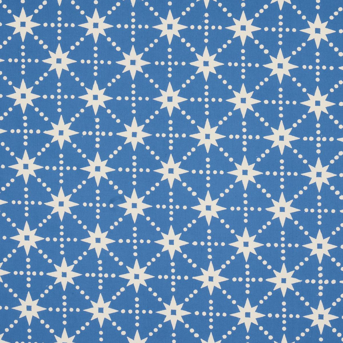 Schumacher Stars Hand Block Print Blue Fabric