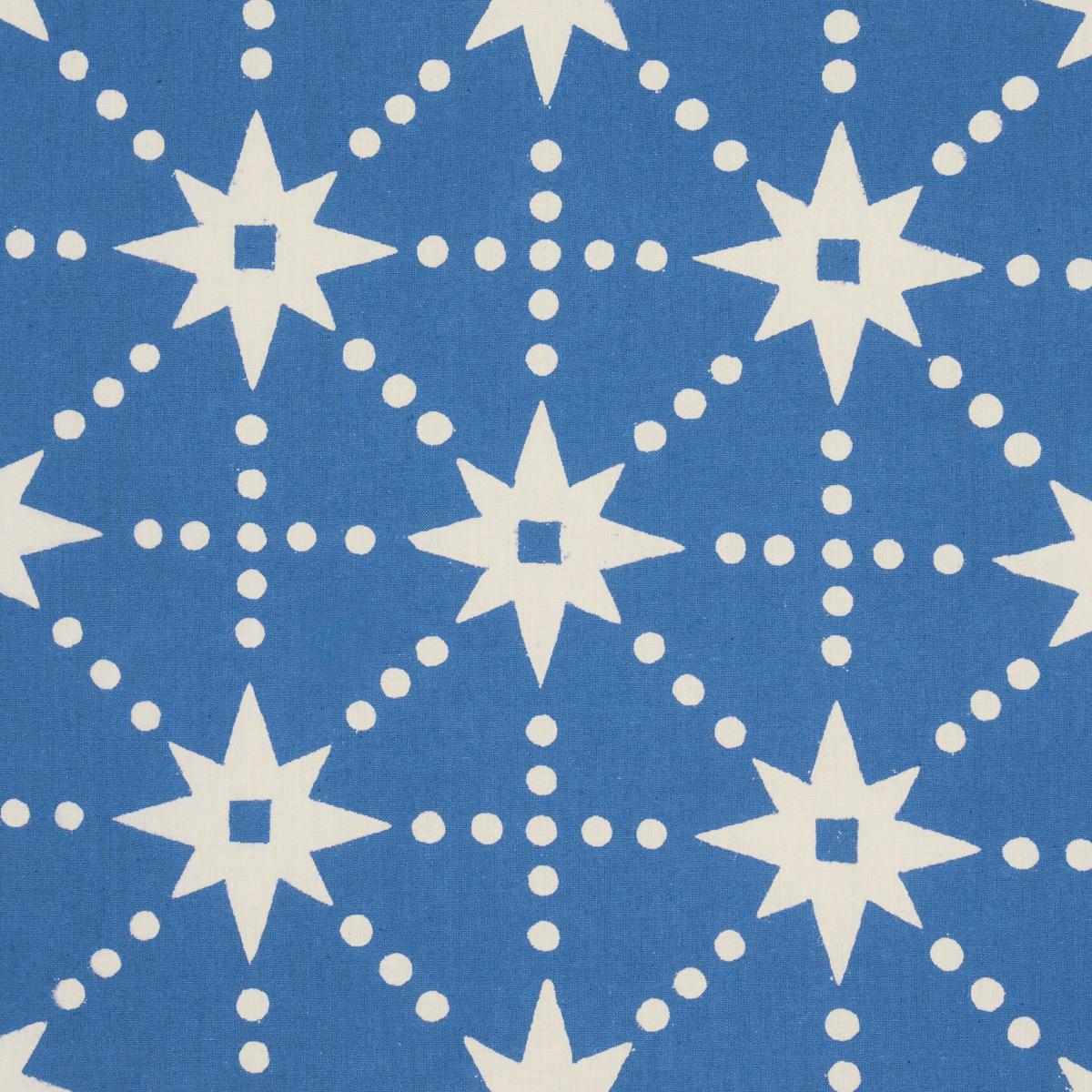 Schumacher Stars Hand Block Print Blue Fabric