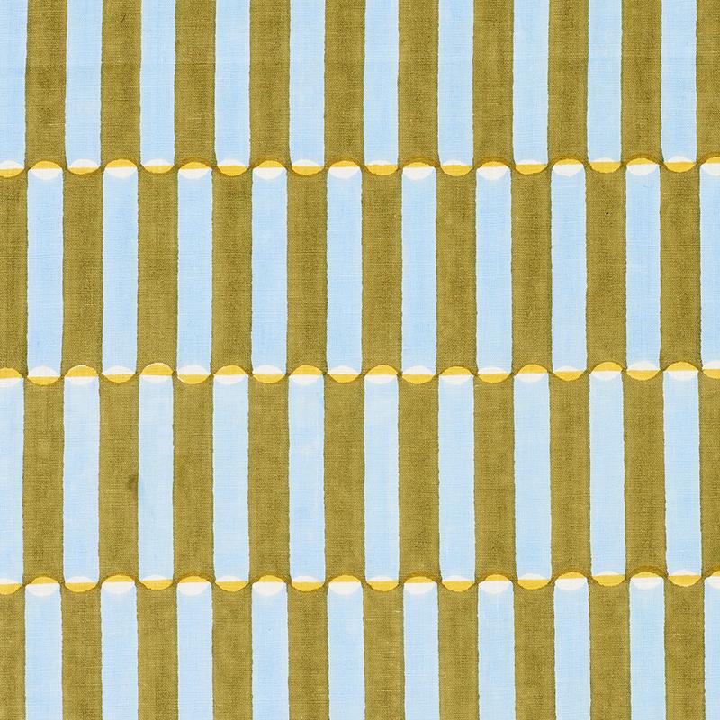 Schumacher Luna Hand Block Print Khaki Fabric