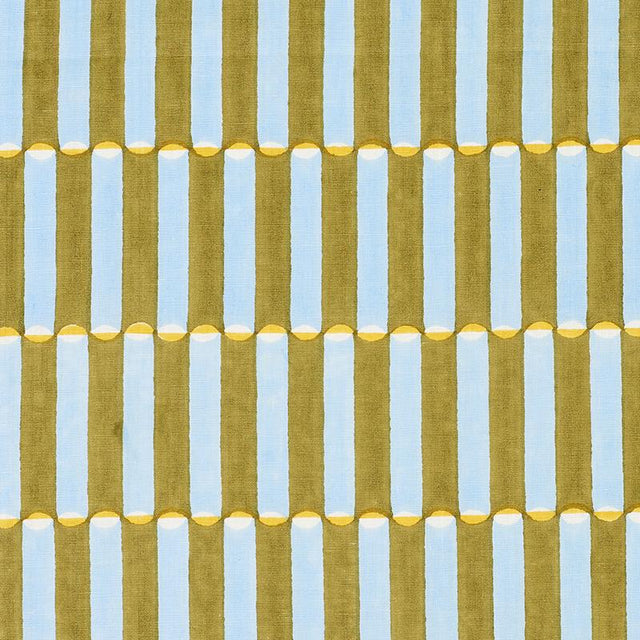 Schumacher Luna Hand Block Print Khaki Fabric