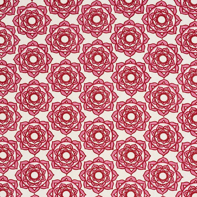 Schumacher Rose Hand Block Print Pink Fabric