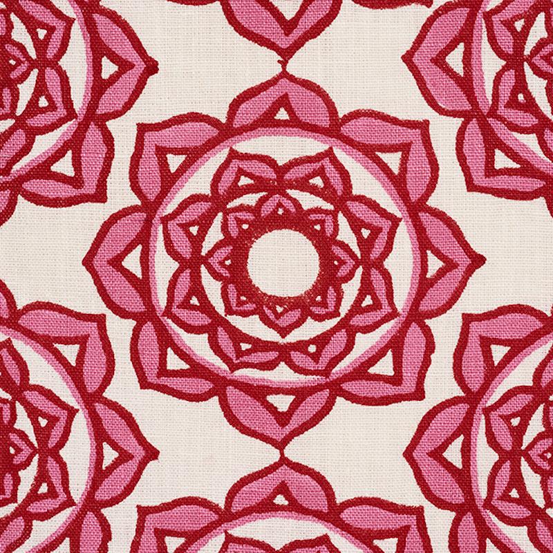 Schumacher Rose Hand Block Print Pink Fabric