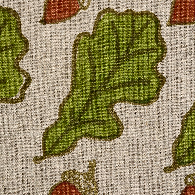 Schumacher Oak Hand Block Print Green Fabric