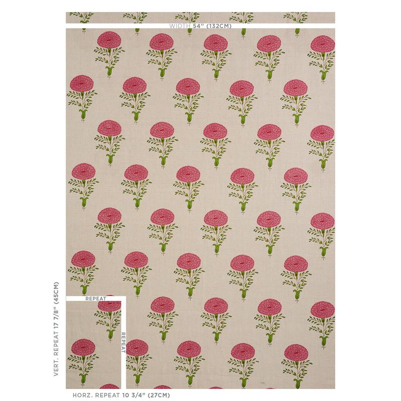 Schumacher Marigold Hand Block Print Pink Fabric
