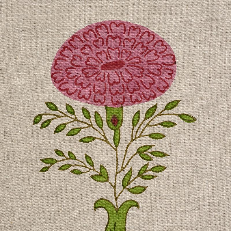 Schumacher Marigold Hand Block Print Pink Fabric