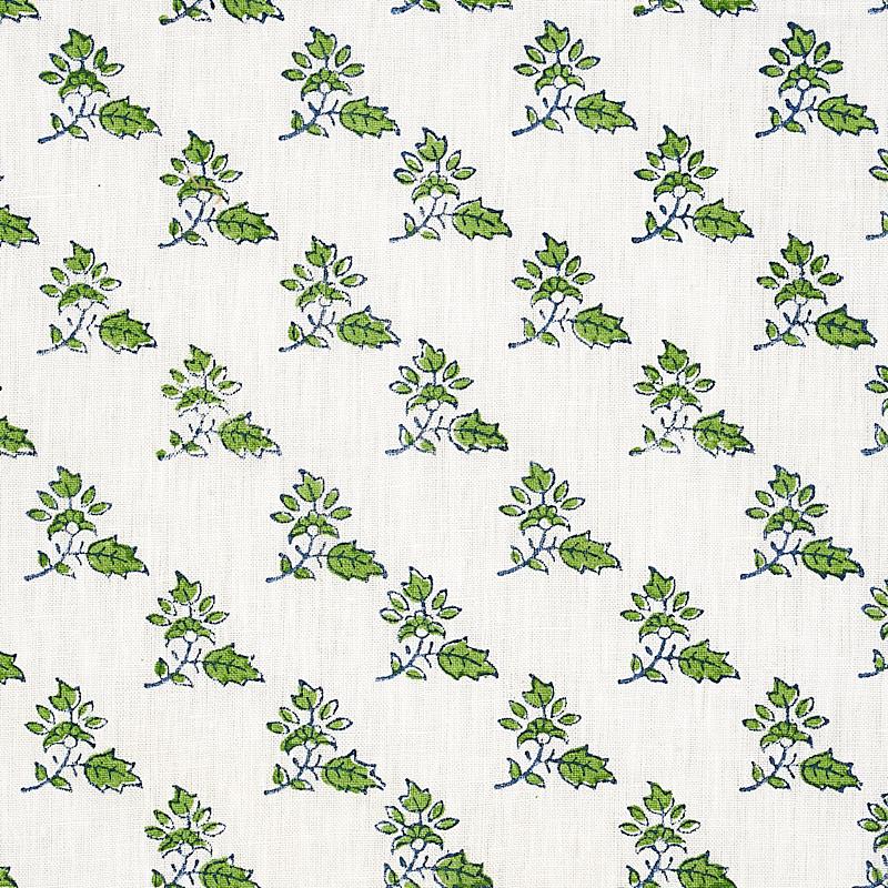 Schumacher Torbay Hand Blocked Print Green Fabric