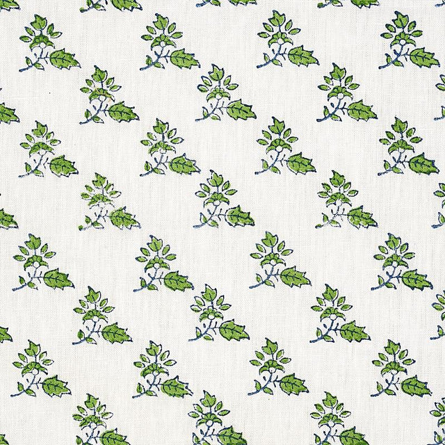 Schumacher Torbay Hand Blocked Print Green Fabric