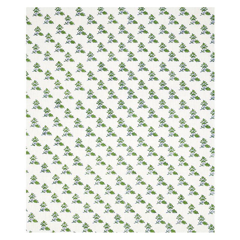 Schumacher Torbay Hand Blocked Print Green Fabric