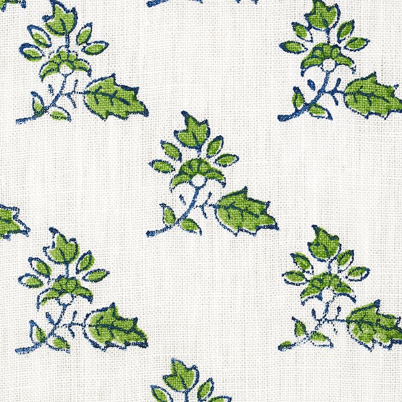 Schumacher Torbay Hand Blocked Print Green Fabric