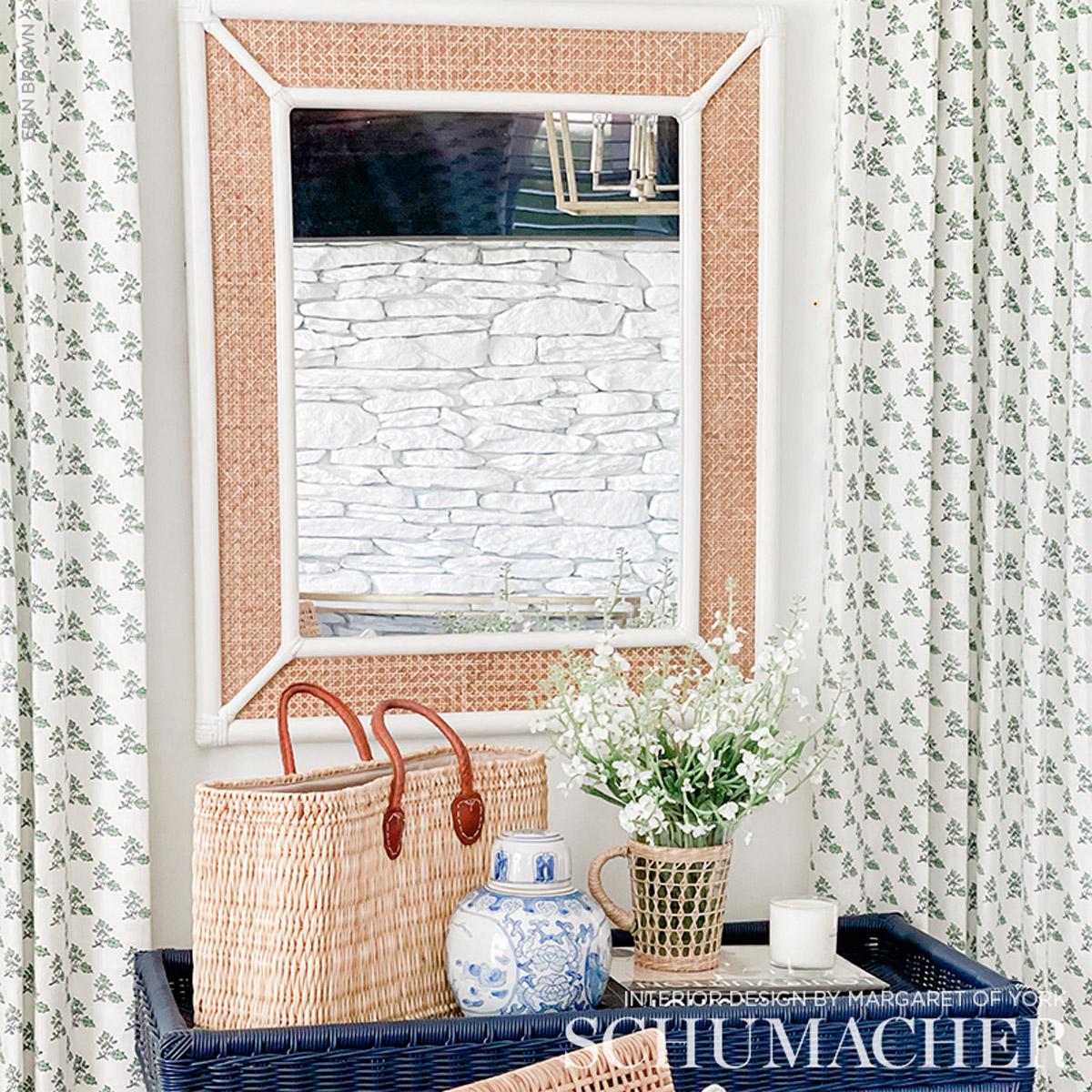 Schumacher Torbay Hand Blocked Print Green Fabric