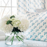 Schumacher Torbay Hand Blocked Print Blue Fabric