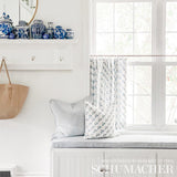 Schumacher Torbay Hand Blocked Print Blue Fabric