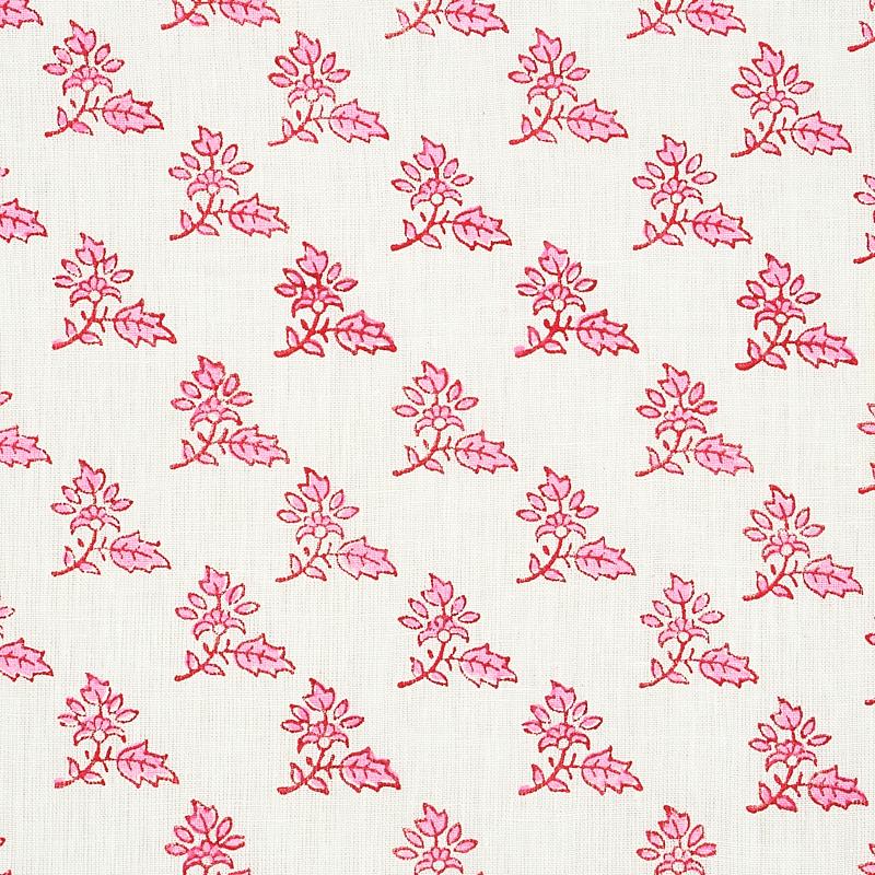 Schumacher Torbay Hand Blocked Print Pink Fabric