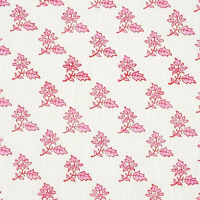 Schumacher Torbay Hand Blocked Print Pink Fabric