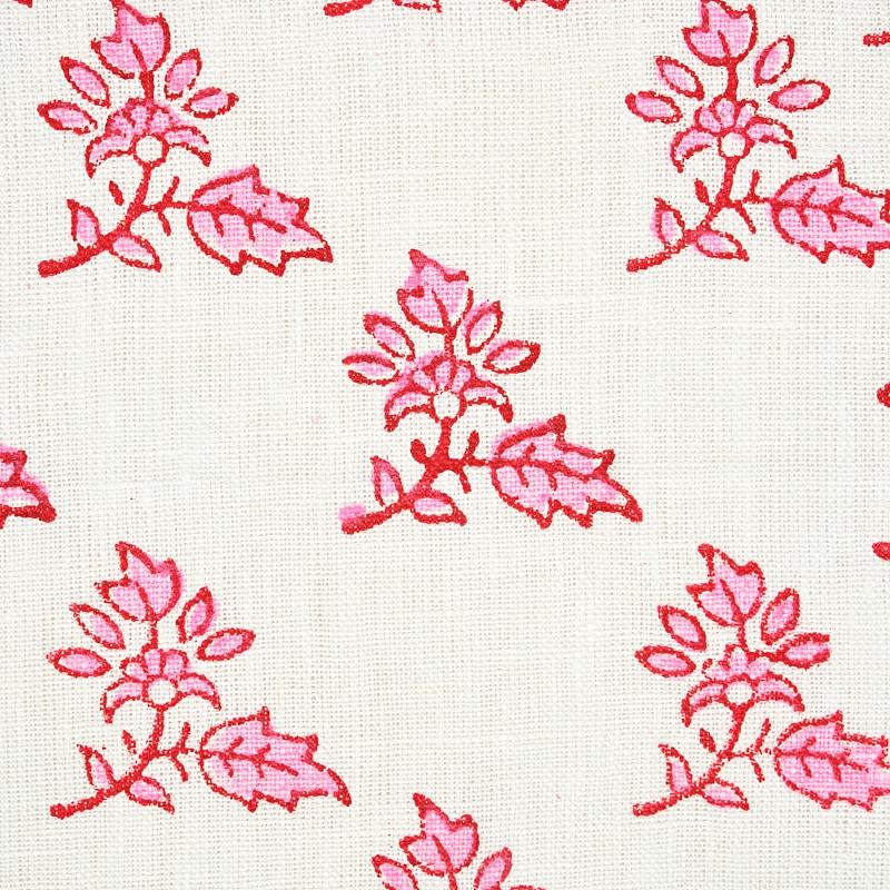 Schumacher Torbay Hand Blocked Print Pink Fabric