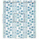 Schumacher Zinnia Handmade Print Blue Fabric