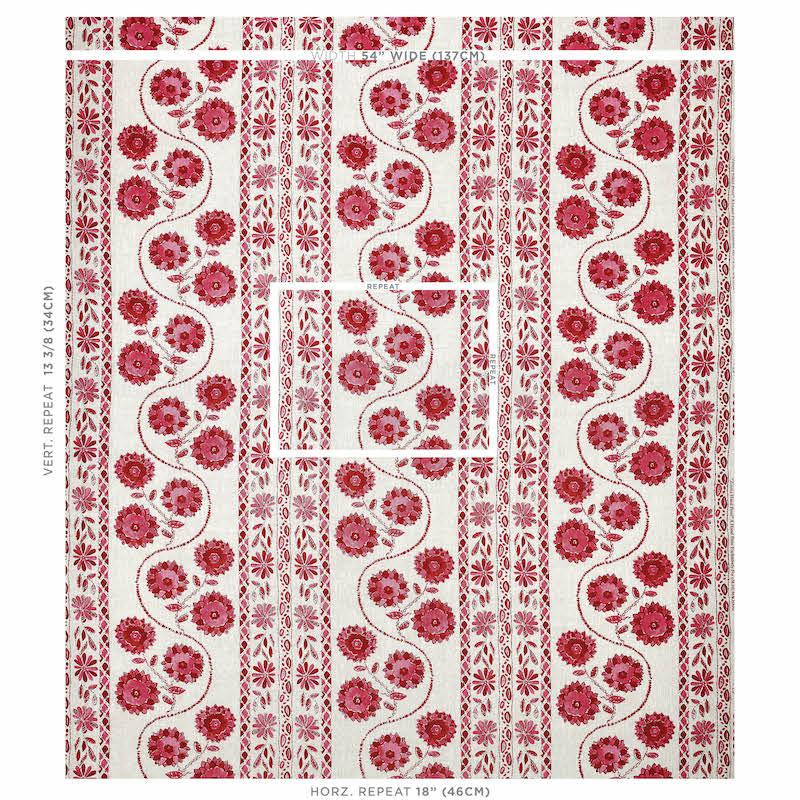 Schumacher Zinnia Handmade Print Pink Fabric