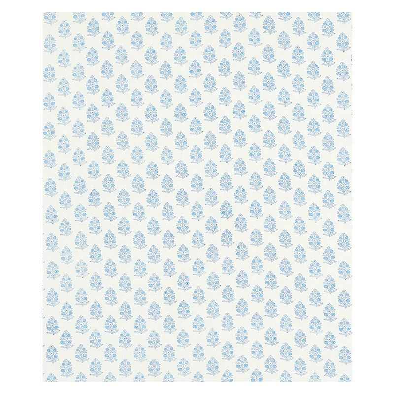 Schumacher Aditi Hand Blocked Print Blue Fabric