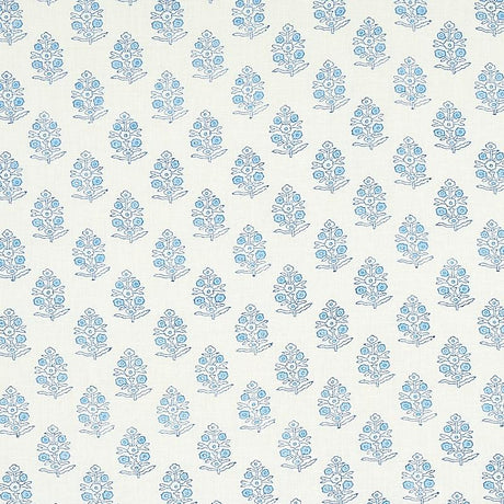 Schumacher Aditi Hand Blocked Print Blue Fabric