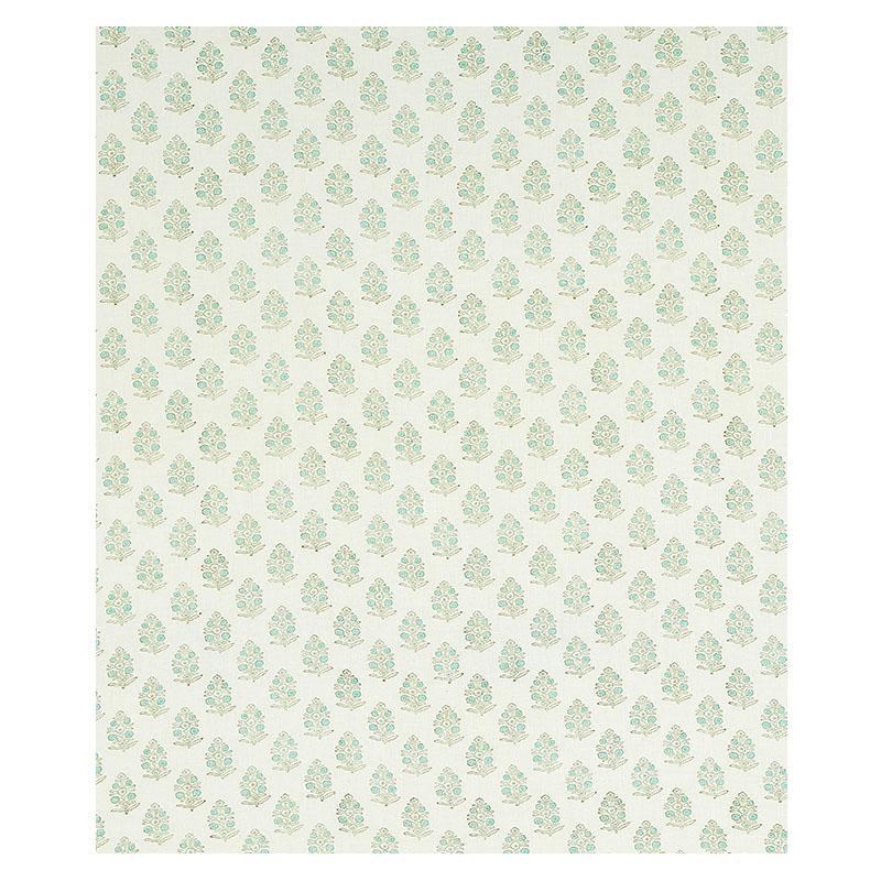 Schumacher Aditi Hand Blocked Print Green Fabric